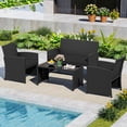 thumbnail image 4 of Costway 8 PCS Patio Conversation Set with Seat Cushions & Tempered Glass Tabletop, Porch Black+Black, 4 of 10