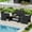 Black+Black, variant on Costway 4 PCS Patio Conversation Set with Seat Cushions & Tempered Glass Tabletop, Porch Black+Black