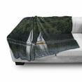 thumbnail image 2 of Sailboat Soft Flannel Fleece Throw Blanket, Sailboats on a Lake Forest Hill Yachting Countryside Coastline Nature Scenics, Cozy Plush for Indoor and Outdoor Use, 50" x 60", Green White, by Ambesonne, 2 of 5