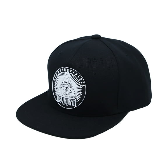 WITHMOONS Illuminati Patch Snapback Hat Flat Brim Baseball Cap AL21307 (Black)