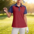 thumbnail image 6 of Soyumi Womens V Neck Polo Shirts Short Sleeve Collared Tops Loose Casual Tunic Blouses, Wine, 6 of 9