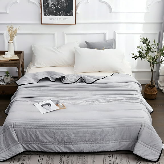 AUQ 2026 New 100% Cotton Direct Cooling Blanket for Hot Sleepers,Full Size Lightweight Breathable Summer Blankets for Sleeping,Hot Flashes Night Sweats