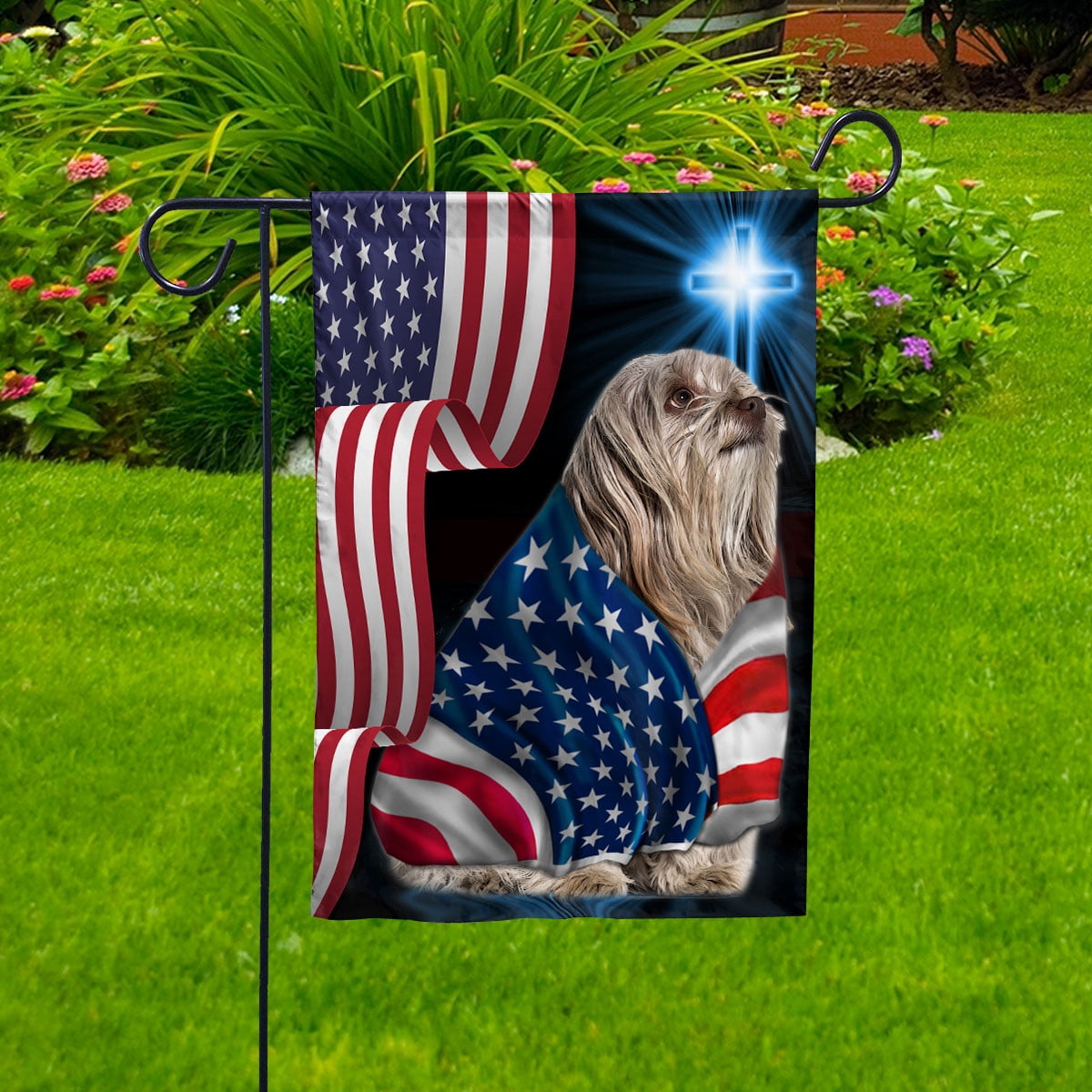 American Flag Dalmatian Dog Wearing Flag American Patriot Patriotic 4th of july House Flag, Double-Sided Decorative Outdoor Flag, Patriotic Polyester Yard Flag 29.5 x 39.5 in