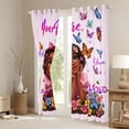 thumbnail image 3 of Erosebridal Black Girls Blackout Curtains Set of 2 (52x84 Each),Colorful Cute Flowers Kawaii Butterfly Window Curtains For Kids, 3 of 7