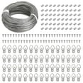 thumbnail image 1 of Kit para colgar cuadros: alambre para colgar de acero inoxidable de 100 pies, 60 piezas de ganchos para cuadros con anilla en D con tornillos y 60 piezas de funda de aluminio para colgar cuadros y fot, 1 of 4