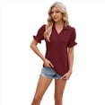 thumbnail image 2 of Blusas Informales Elegantes para Mujer, Camisas con Cuello de Solapa, Blusas de Verano Informales de Negocios A , Color Vino Tinto XXL, 2 of 9