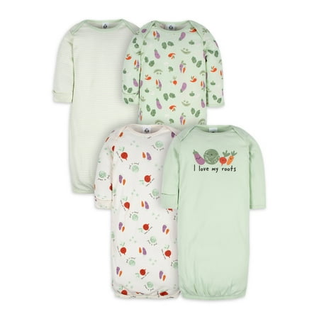 

Gerber Baby Boy or Girl Gender Neutral Long Sleeve Gowns 4-Pack (0-6 Months)