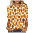 thumbnail image 1 of Pompotops T-shirt de Mode pour Femme Mi-Long Manches 3/4 Blouse Col Rond Hauts Décontractés Liquidation, 1 of 5
