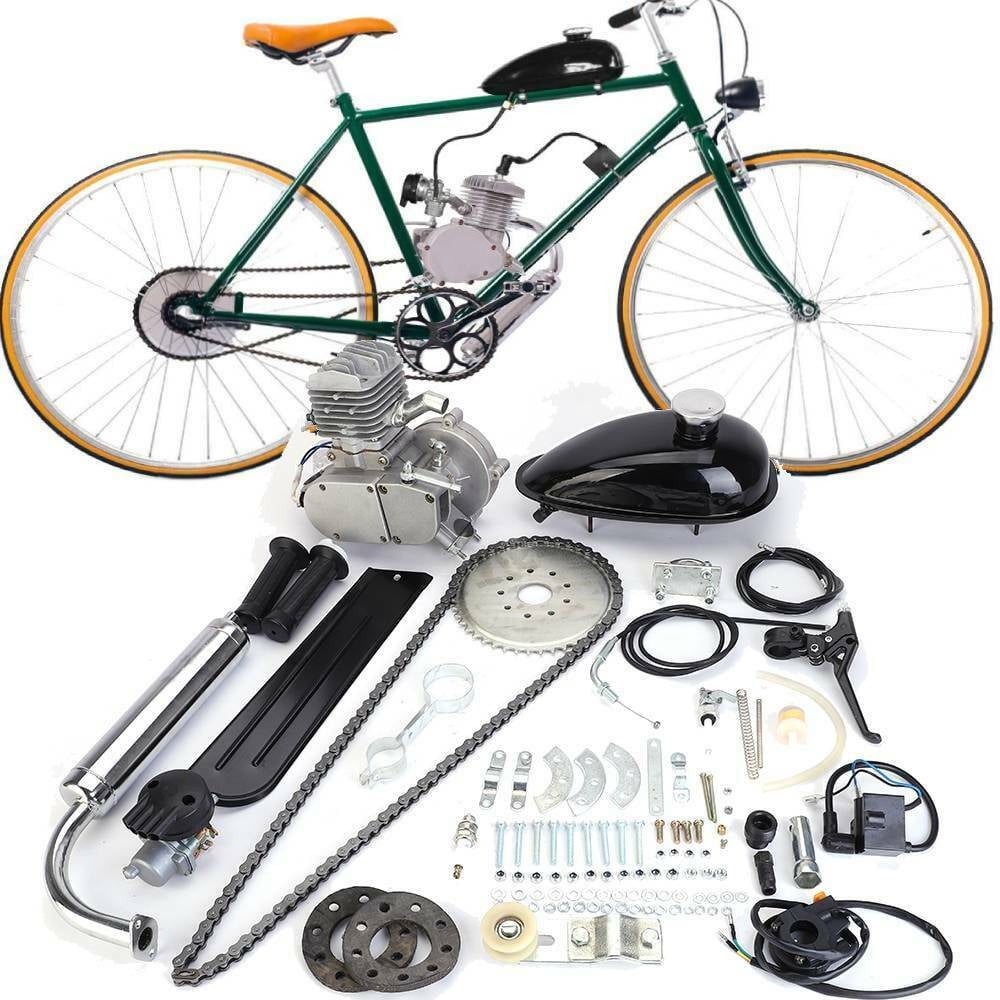 80cc 2-Stroke Cycle Bike Engine Motor Petrol Gas Kit for Motorized Bicycle Silve 