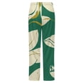 thumbnail image 6 of Elegant Floral Green Gold Winter Female Pants Flannel High Waist Women Pants Lady Warm Straight Leg Plush Trousers, 6 of 7