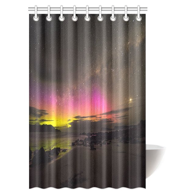 ABPHQTO Cortina de ducha del espacio exterior Aurora Australis Cortina de ducha de baño de tela Cloudy Bay 120x180 cm