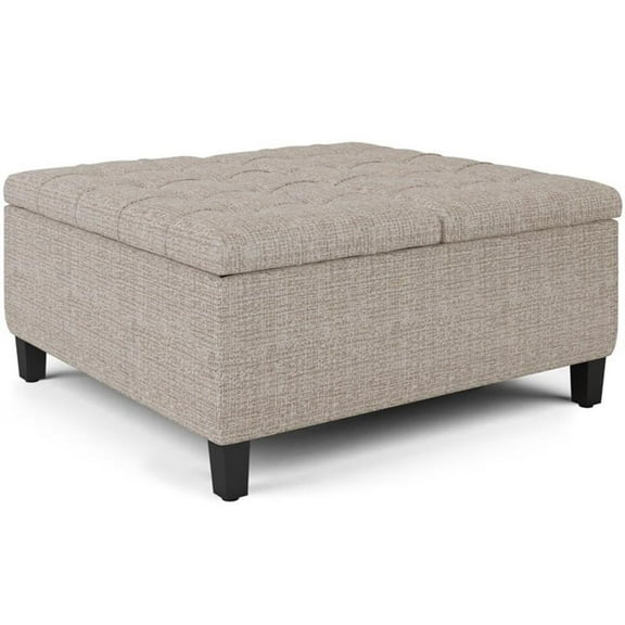 Bowery Hill 36" Square Coffee Table Ottoman in Platinum Tweed Look Fabric