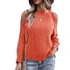 thumbnail image 1 of Suéter de mujer de manga larga de Color puro suelto cómodo transpirable suéter femenino fuera del hombro Top naranja XL, 1 of 6