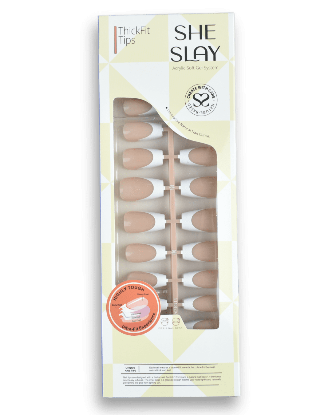 SheSlay Press-On Nail Starter Kit – UV Lamp, Full Nail Prep System & Thifit Coffin Press-On Nail Set