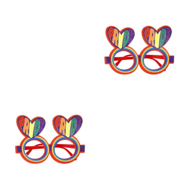 Minnieouse Gafas de Fiesta Temática accesorios divertidos para fotos decoración orgullo fotografía carnaval Iris accesorios para gafas doble corazon 2piezas