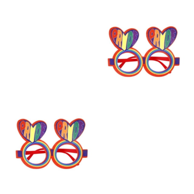 Qarigey Gafas de Fiesta Temática accesorios divertidos para fotos decoración orgullo fotografía carnaval Iris accesorios para gafas doble doble corazon 2Conjunto