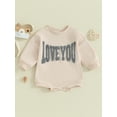 thumbnail image 2 of Bagilaanoe Newborn Baby Girl Boy Oversized Romper Sweatshirt Long Sleeve Bodysuits Letter Embroidery Pullover 3M 6M 12M 18M Infant Casual Tee Tops, 2 of 9