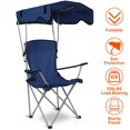thumbnail image 2 of Foldable Beach Canopy Chair Sun Protection Camping Lawn Canopy Chair 330LBS Load Folding Seat w/ Cup Holder For Beach Poolside Travel Picnic, 2 of 10