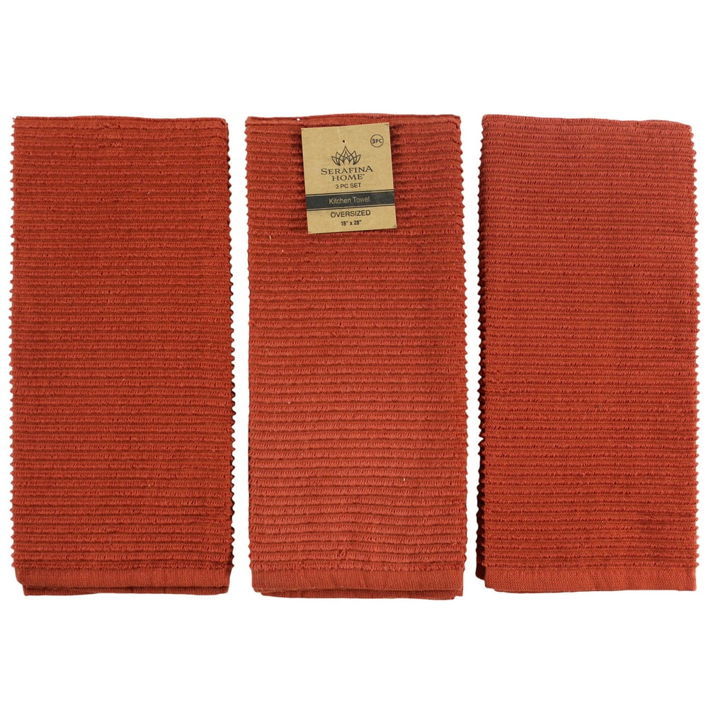 Serafina Home Oversized Solid Color Burnt Orange Kitchen Towels 100
