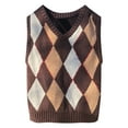 thumbnail image 4 of Unir Womens Sleeveless Sweater Vest Classic V Neck Argyle Plaid Knit Cropped Tank Basic Preppy Everyday Layering Top S-M-L 1 Piece, 4 of 6