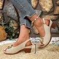 thumbnail image 3 of Dakaela Slingback Heeled Sandals for Women Fashion Open Toe Dressy Chunky Low Heels Wedge Casual Dress Pumps Shoes for Wedding Party Beige 6.5, 3 of 7