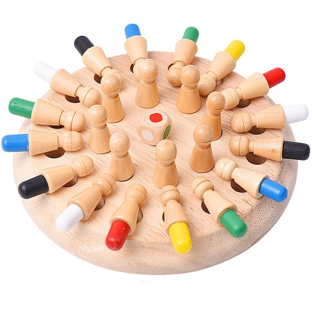 LHCER Wooden Memory Chess Toy Building Memory Skill Baby Toddlers