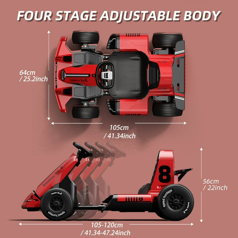 XJD Electric Go Kart for Kids 3-8, 12V Battery Powered
