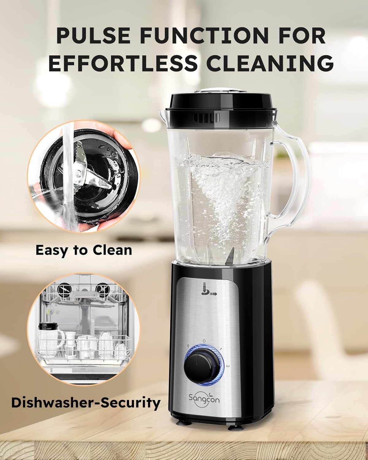 5-in-1 Blender and Food Processor Combo with 350W Motor, 4 Cups & 3 Blades for Meat, Smoothies, Shakes
