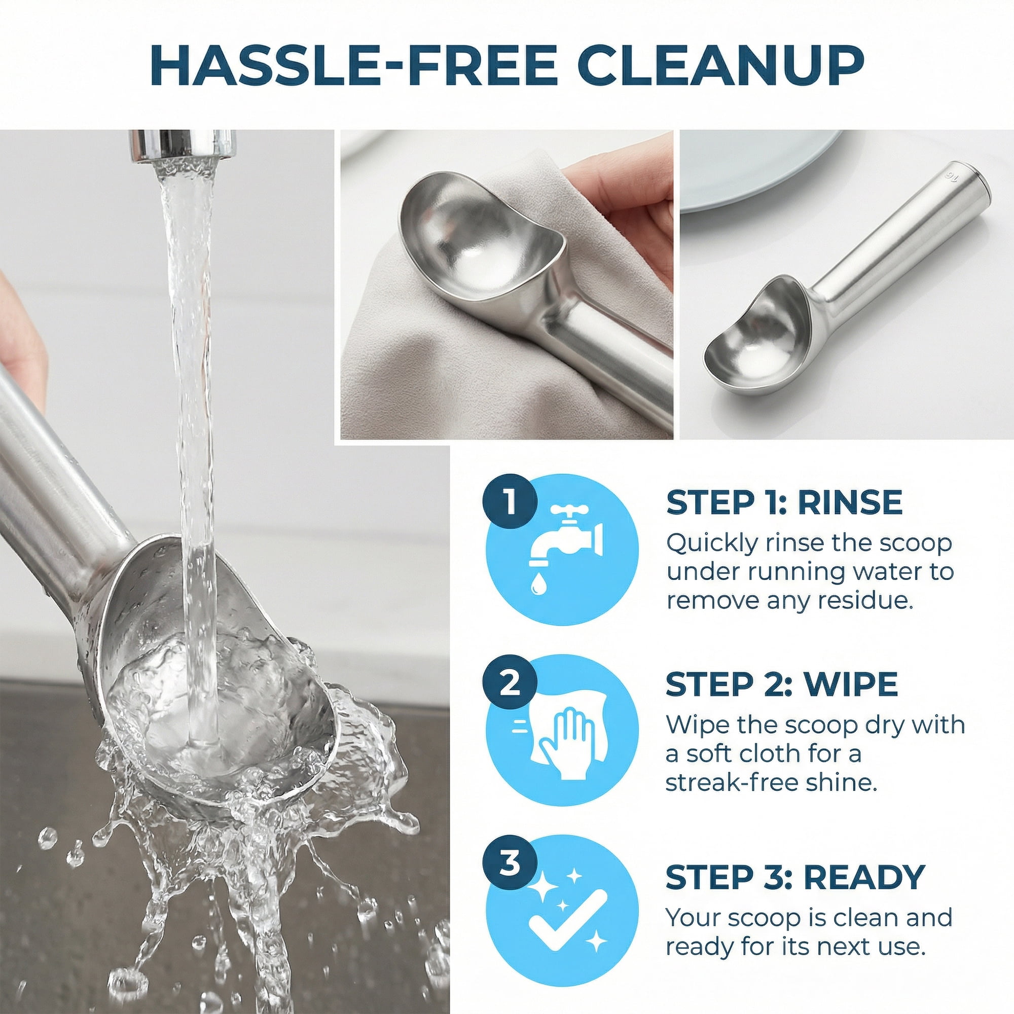 Unique Bargains Stainless Steel Ice Cream Scoop with Easy Release Silver 1.9in