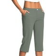 thumbnail image 2 of QATAINLAV Capri Pants for Women Dressy Casual Stretch Office Work Cropped Pant Summer Lightweight Yoga Workout Capris with Pockets Army Green XL Fall Savings, 2 of 8