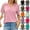 01# Pink, variant on Women'S Short Sleeve Polo Shirts Collared V Neck Business Casual Dressy Blouses,Wine S