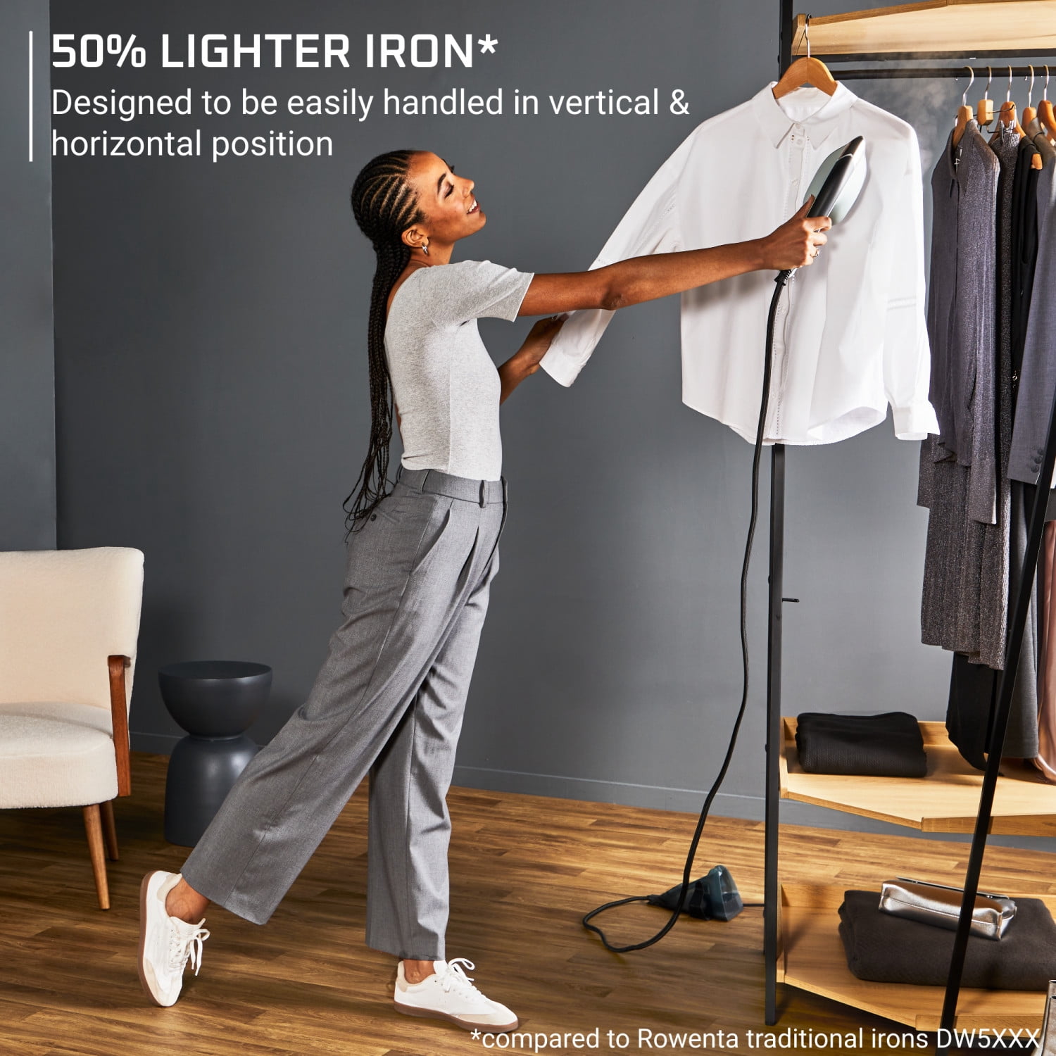 Rowenta Duo Force 2-in-1 Steam Iron and Clothes Steamer with Lightweight Design and Rapid Heat-Up