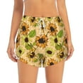 thumbnail image 2 of Goofa Sunflowers Printed Women 2 in 1 Running Shorts,Quick Dry Athletic Workout Shorts,High Waisted Athletic Shorts with Liner Pockets-Small, 2 of 9
