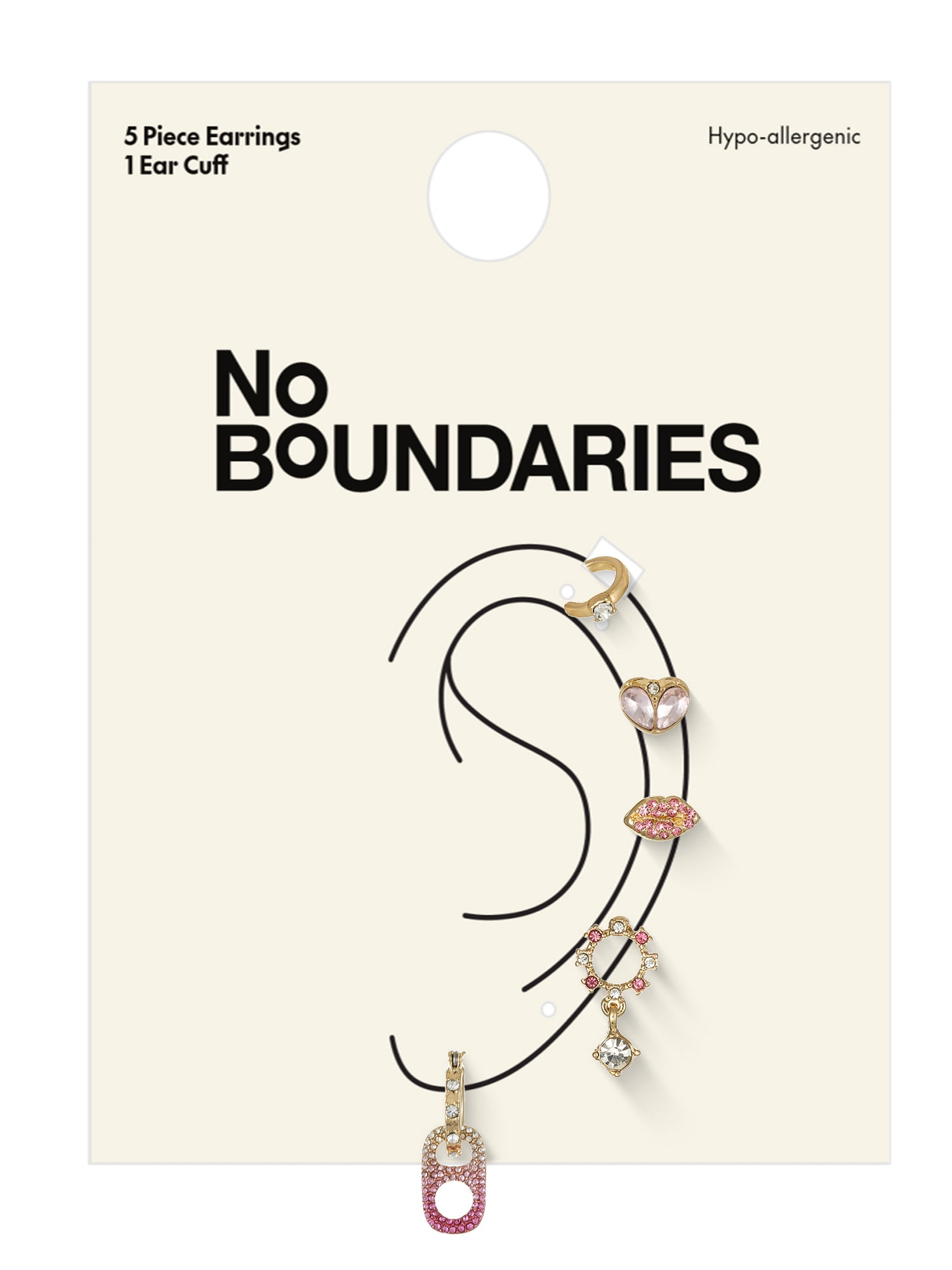 No Boundaries Goldtone Earring Set, Light Rose, 6 Pieces
