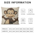 thumbnail image 5 of Throw Pillow Covers Cute Brown Monkey Square Cotton Linen Sofa Pillow Covers Cute Brown Monkey Waving Its Hands with A Smiling Face Cushion Cases for Home Couch Bed Decor, 5 of 5