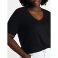 thumbnail image 3 of Terra & Sky Women's Plus Size V-Neck Tee with Short Sleeves, Size 0X-5X, 3 of 3