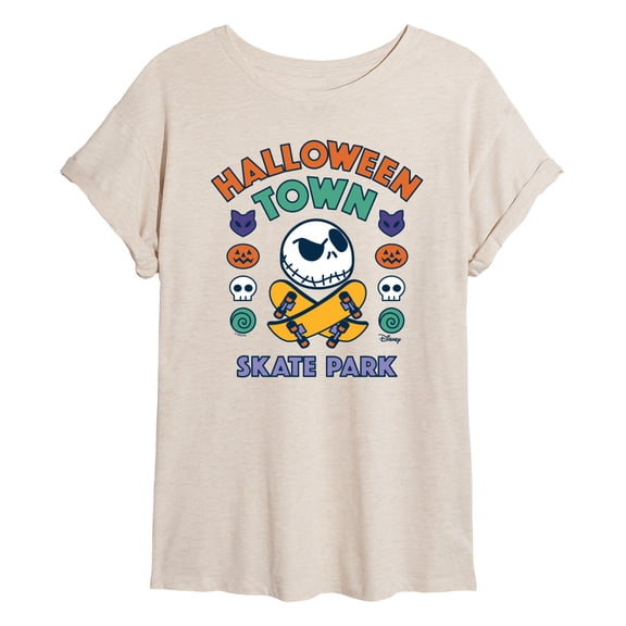 The Nightmare Before Christmas - Halloween Town Skate Park - Juniors Oversized Graphic T-Shirt