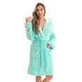 thumbnail image 4 of Just Love Women's Hooded Velour Robe with Sherpa Lined Hood and Pockets (Mint, Large), 4 of 4
