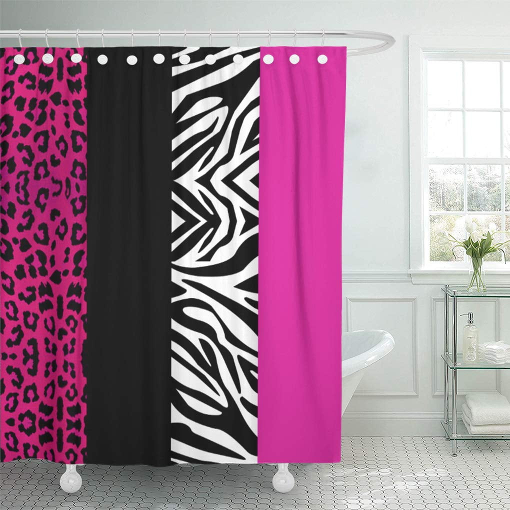 Xddja Cheetah Hot Pink Leopard And, Pink And Black Shower Curtain Fabric