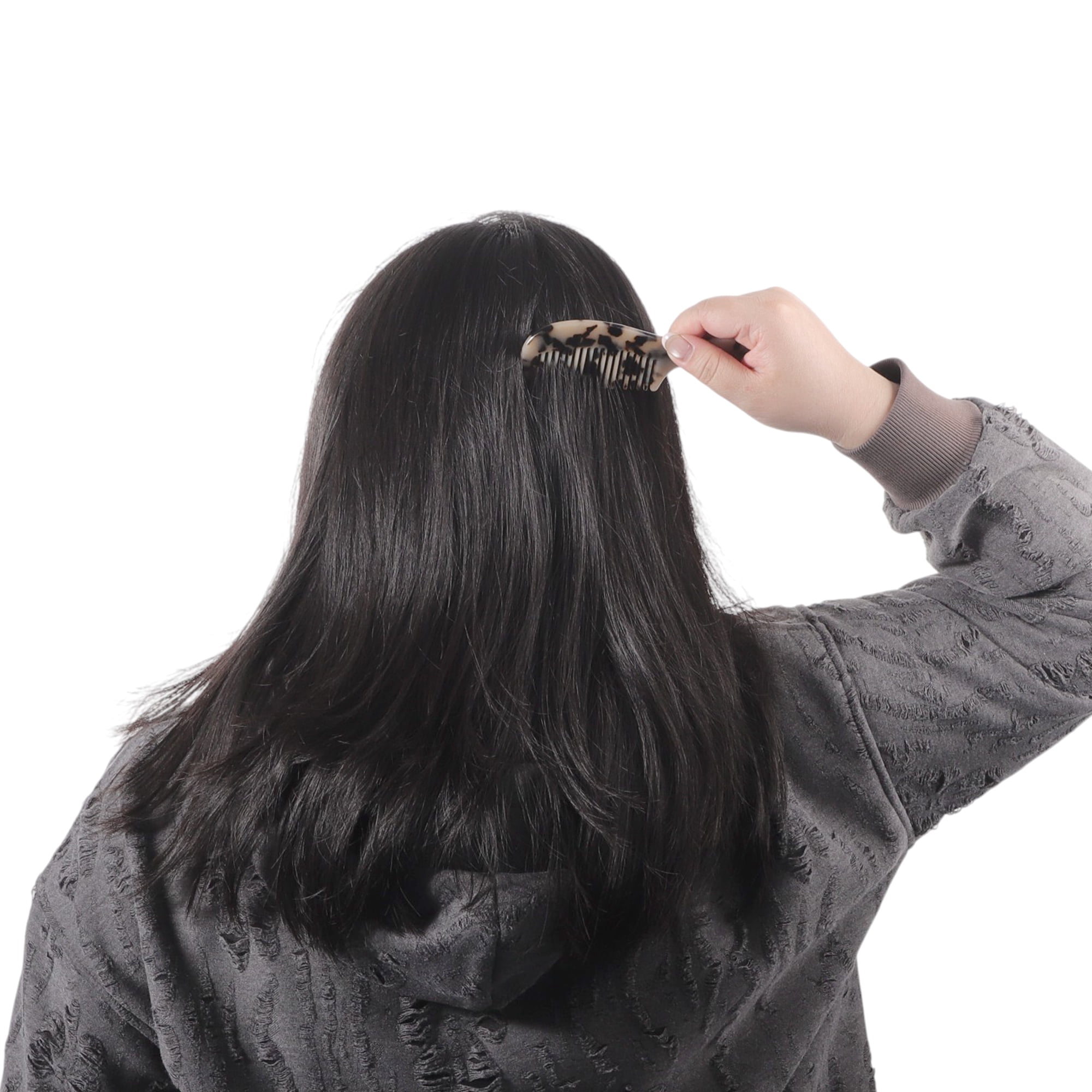 Unique Bargains Durable Marble Texture Large Tooth Comb 1 Pc Light Brown