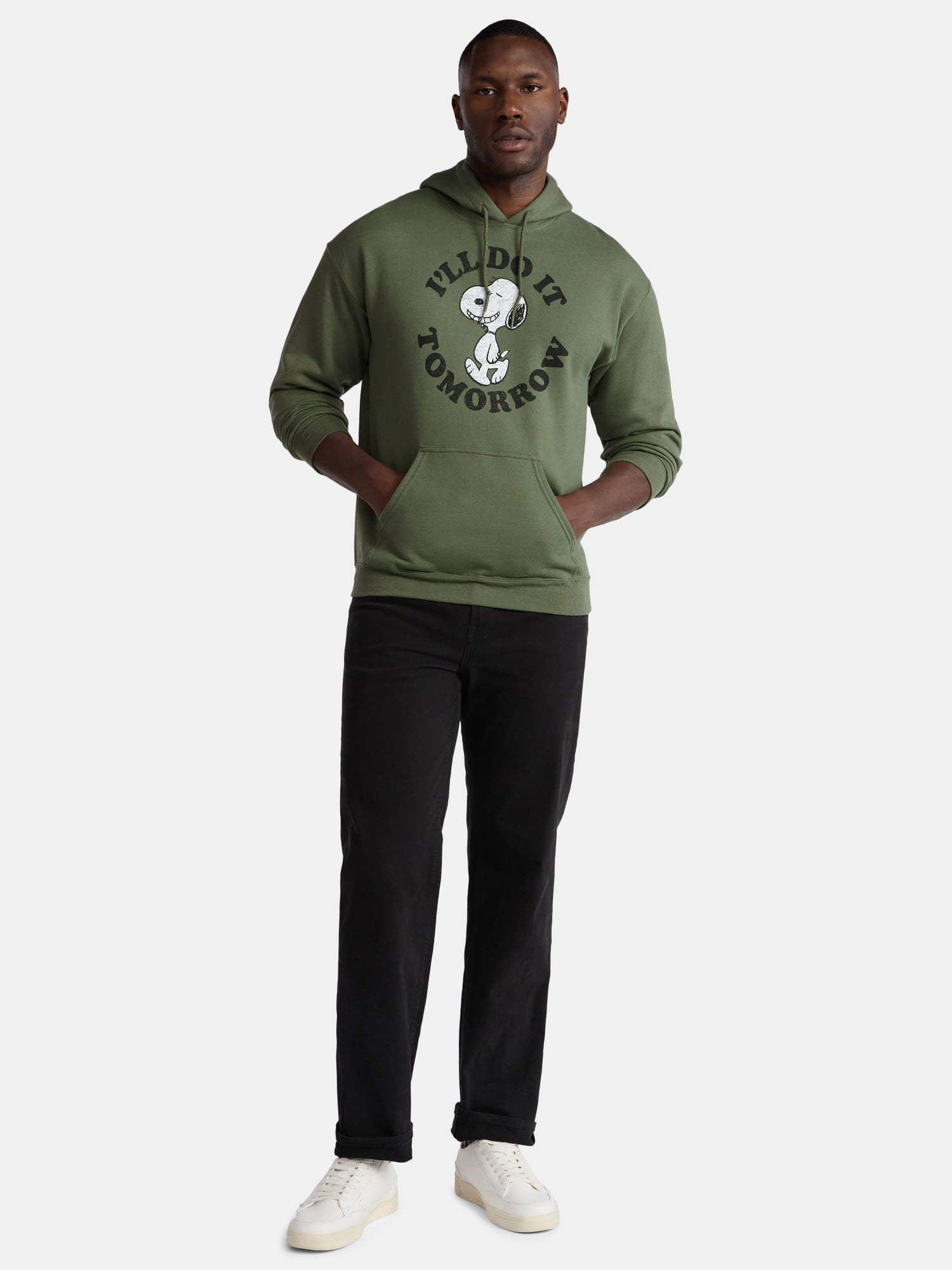 Snoopy Tomorrow Men's & Big Men's Graphic Hooded Sweatshirt with Long Sleeves, Sizes S-3XL