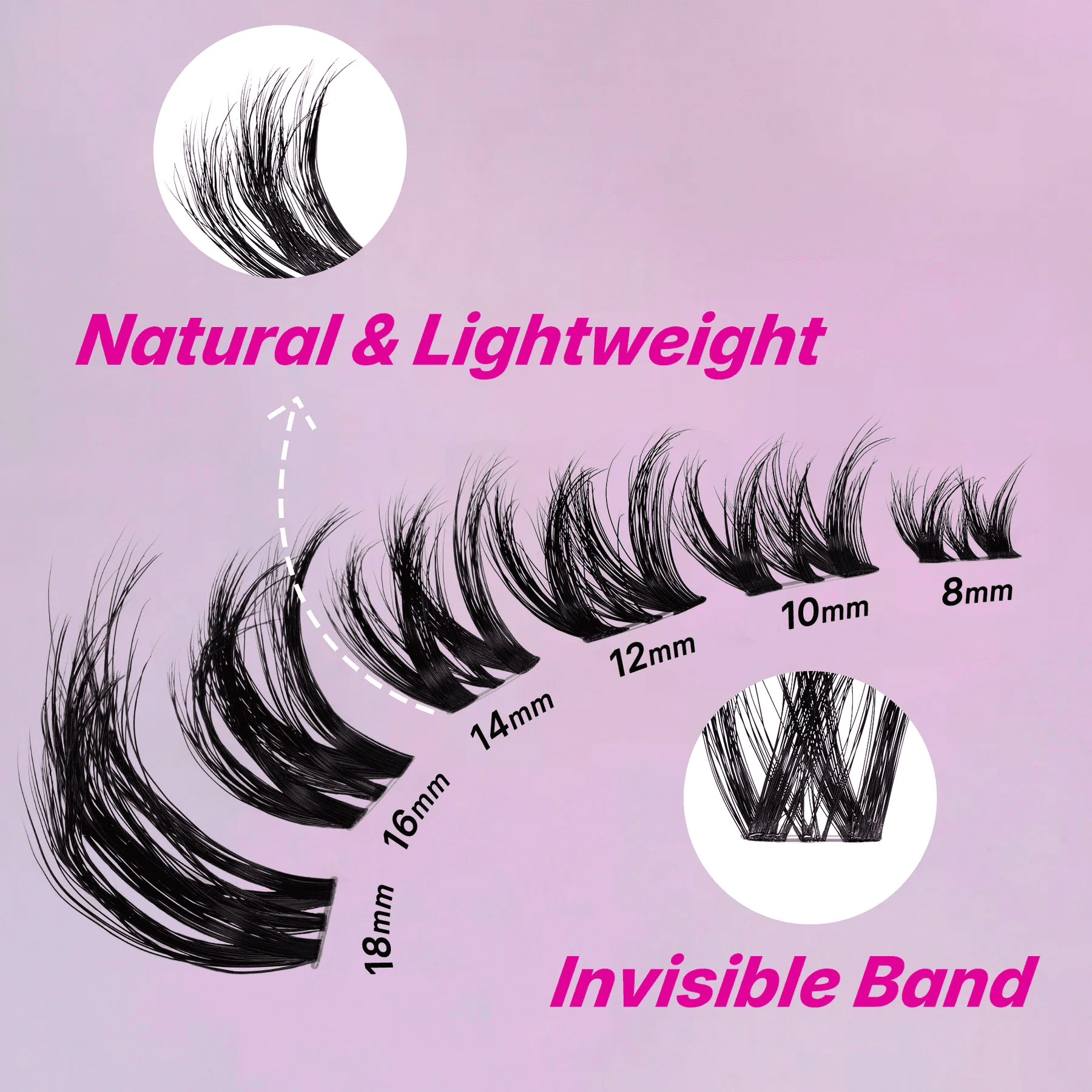 VEYESBEAUTY Furrish Lash Clusters, Dramatic Lashes with Invisible Band, Bold 3D Volume Individual Eyelashes Lightweight & Reusable, 112 Clusters Tray