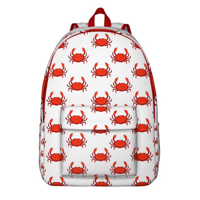 Sea Life Crab Pattern Travel Backpack Lightweight Canvas Bookbag with Tropical Nautical Crab and Ocean Design Large Capacity Comfortable Carrying Anti-theft Features for Students Travelers and Outdoor