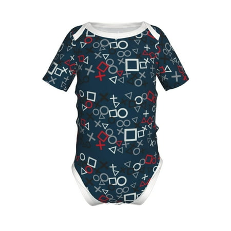 

Coaee Navy Blue Geometric for Soft Baby Short-Sleeve Bodysuit Baby Climbing Clothes Baby Girls Boys Bodysuit Romper-12 Months