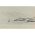 thumbnail image 2 of Eugène Boudin 18x13 Black Ornate Wood Framed Double Matted Museum Art Print Titled - Coastal Landscape with Shipping; Windmill in Distance (C. 1858), 2 of 5