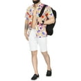 thumbnail image 2 of LA LEELA Men's Hawaiian Shirts Short Sleeve Button Down Shirt Men's Casual Shirts Holiday Tropical Beach Summer Party Shirts for Men Funny M Floral Art, Brown, 2 of 6