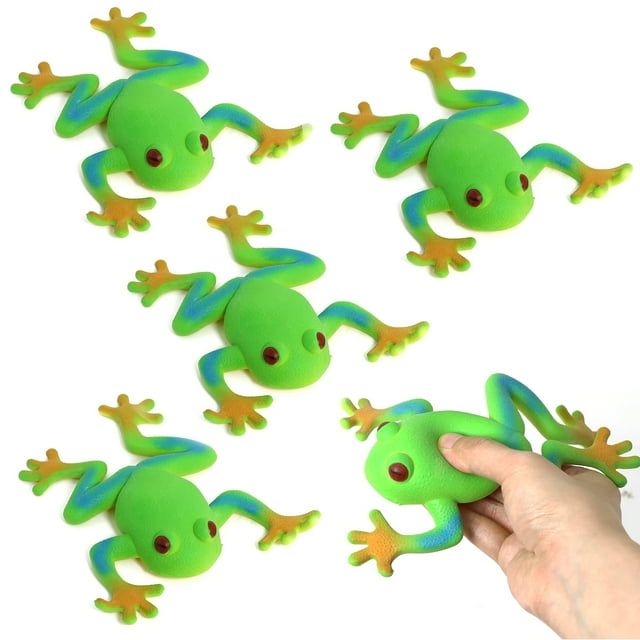 Lohoee 5 Piezas Juguetes de Rana Figura de Rana Realista Modelo Animal Rana Suave y Elástico Alivio del Estrés Juguete de Rana de Mano para Decoraciones de Fiesta en el hogar o Regalo