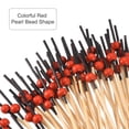 thumbnail image 4 of Uxcell Bamboo Cocktail Toothpicks Red Pearl Bead Drink Picks Skewer 100Pack Black Sticks, 4 of 8