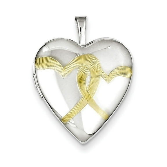 925 Sterling Silver Polished Holds 2 photos Gold Plated Linked Love Hearts 20mm Heart Locket Locket Necklace for Women