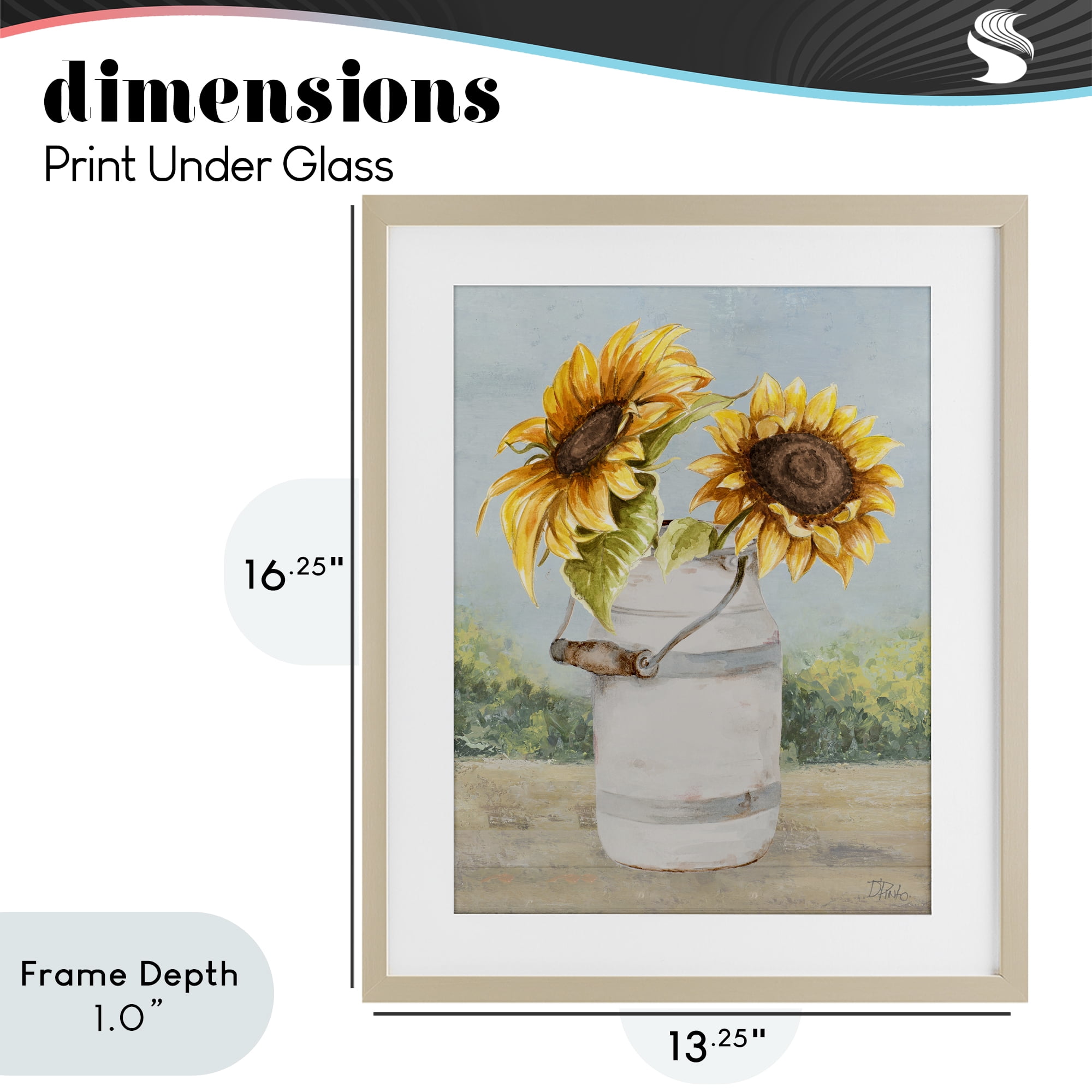 Stupell Industries Sunflower Pitcher in Country Birch Framed Print Under Glass, design by Patricia Pinto